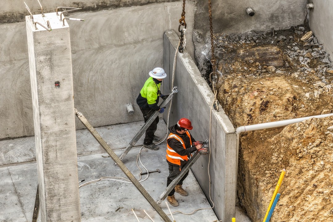 With the basement structure complete, the team is now working through the installation of the basement precast elements at 235 Nap…